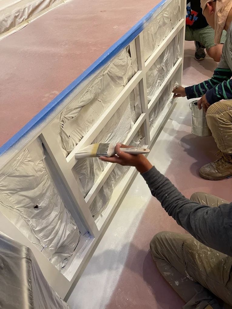 Cabinet doors being finished by the Towers crew in Nashville TN