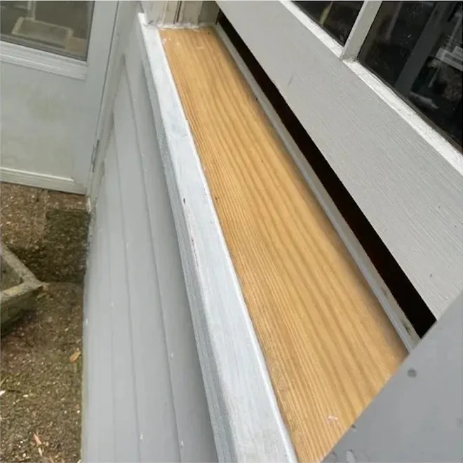 New wood installed during a window sill repair in Nashville TN